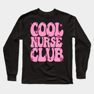 Cool Nurse Club, Nurses Groovy Pink Design Long Sleeve T-Shirt
